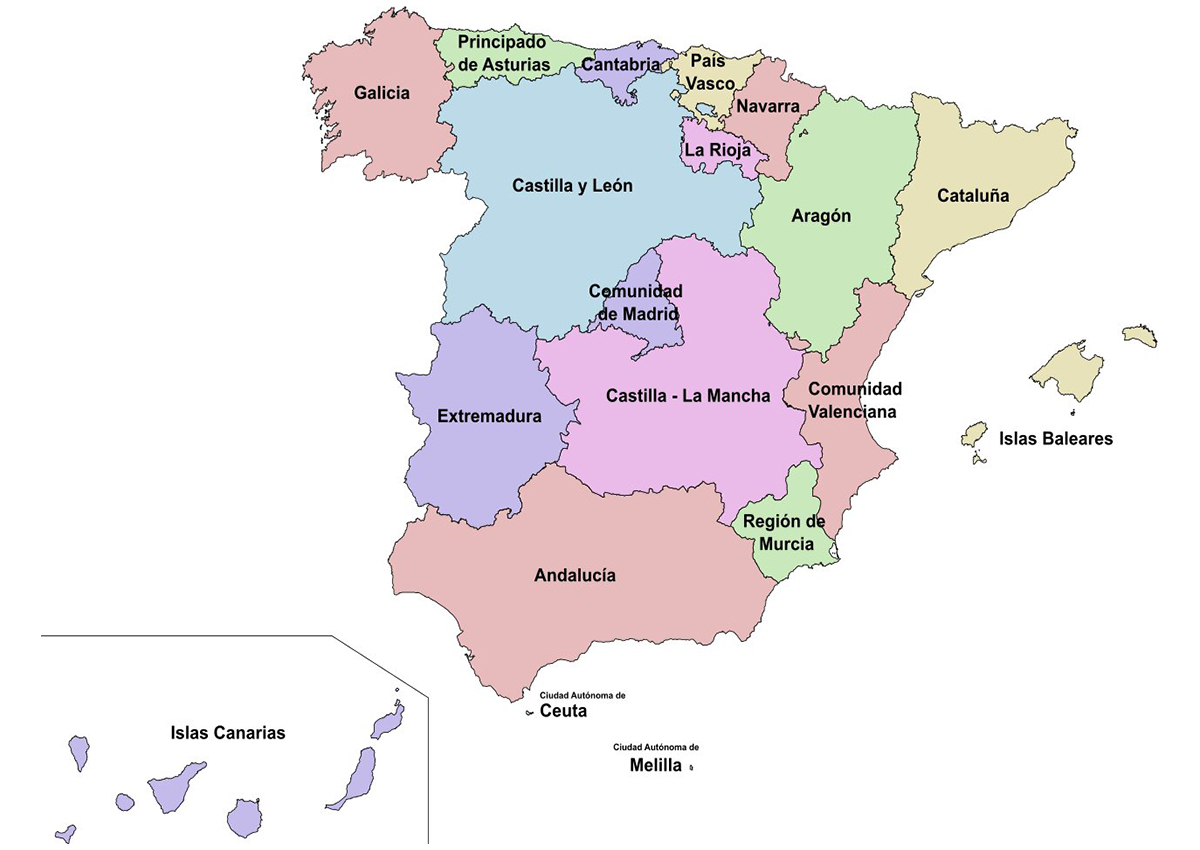 Comunidades Autonomas España mapa