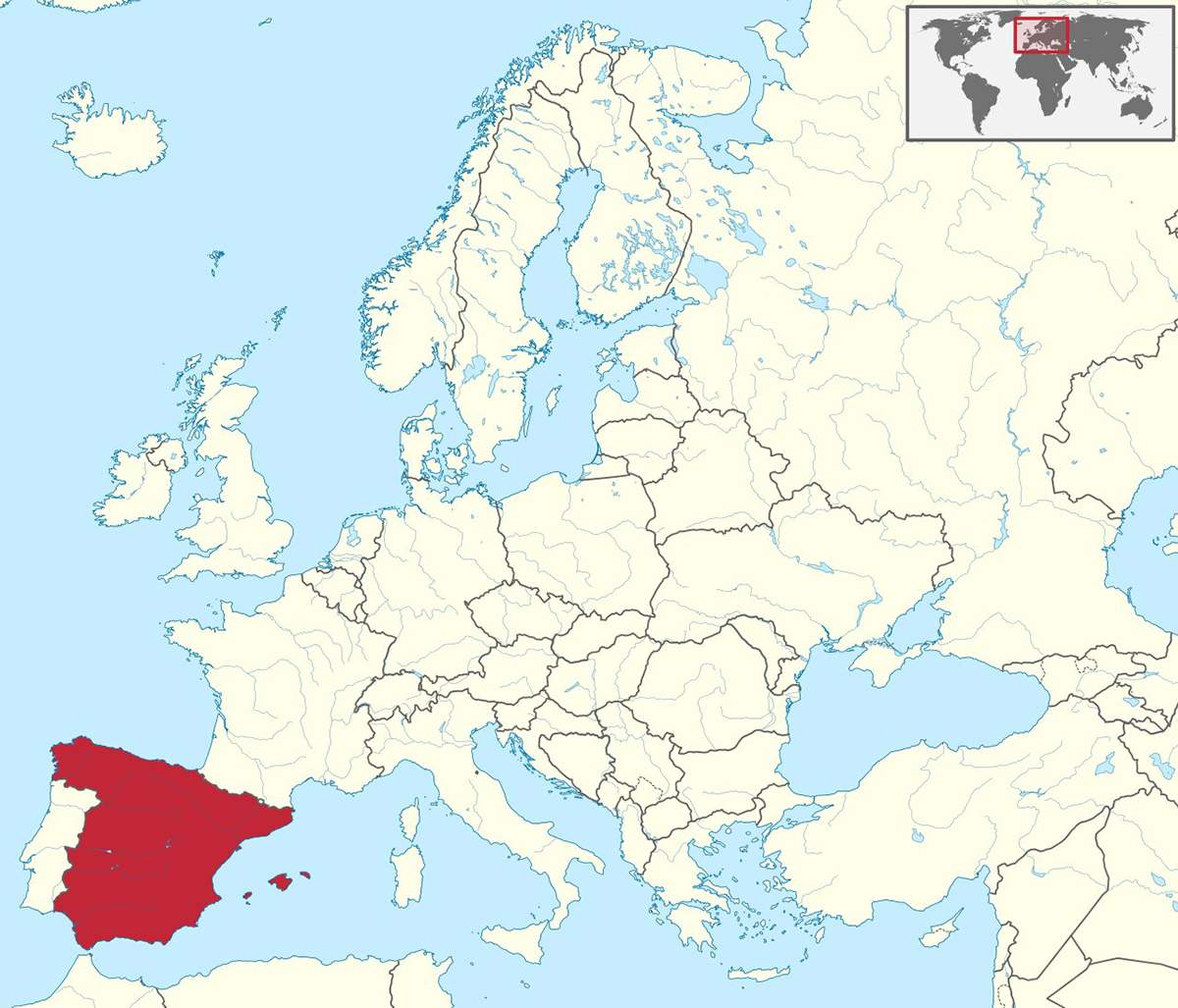 España en Europa mapa